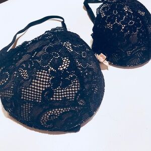 Victoria’s Secret Angels Black Lace Padded Bra 34C